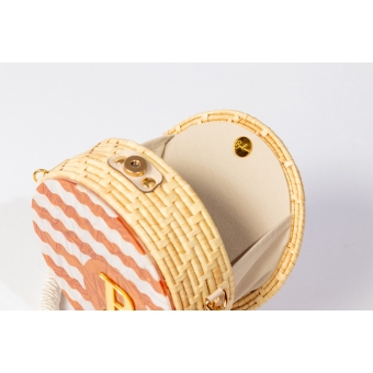 Bolsa de Palha Ondinha com Inicial - Redonda P