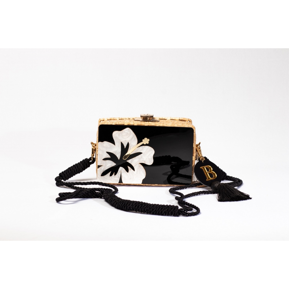 Bolsa Clutch Flor - Preto com Madrepérola Claro