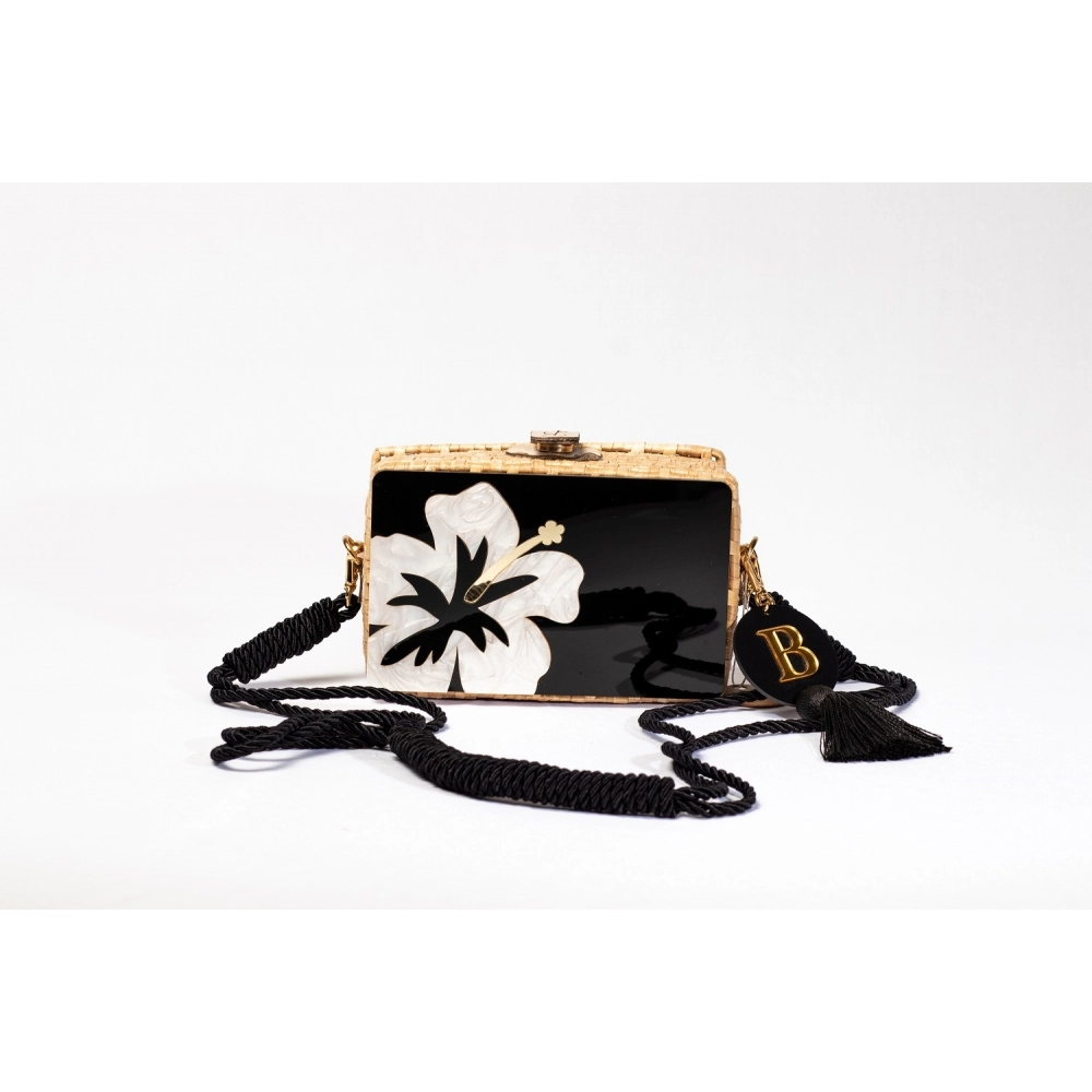 Bolsa Clutch Flor - Preto com Madrepérola Claro