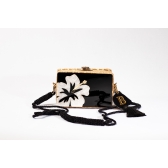 Bolsa Clutch Flor - Preto com Madrepérola Claro