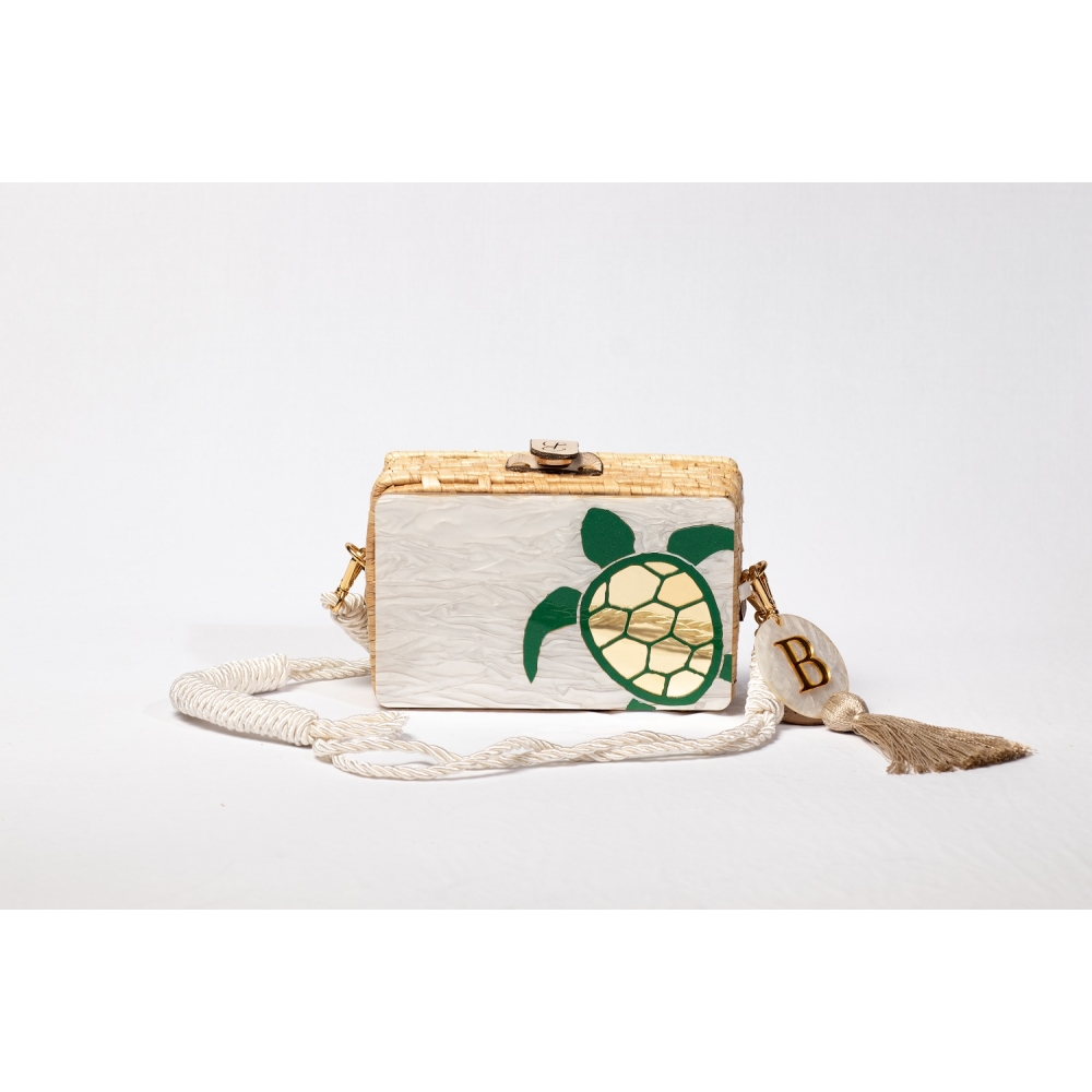 Bolsa Clutch Tartaruga - Madrepérola Claro com Verde