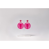 Brinco folha RM - Rosa neon