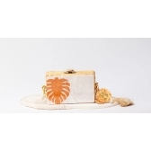 Bolsa Clutch - Folha - Madrepérola Claro com Marrom