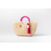 Bolsa de Palha G - Pink com a Palha Clara